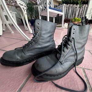 Silver/blue Doc Marten Combat Boots 
Soft leather